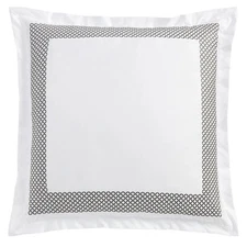 Hudson Park Collection Embroidered Geo Euro Sham Pima Cotton White Gray
