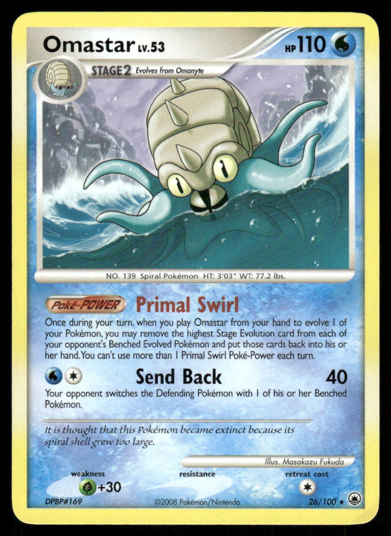 2008 Pokemon Omastar Rare Majestic Dawn 26/100 DMG