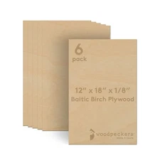 Baltic Birch Plywood, 3 mm 1/8 x 12 x 16 Inch, B/BB Grade Sheets| Woodpeckers