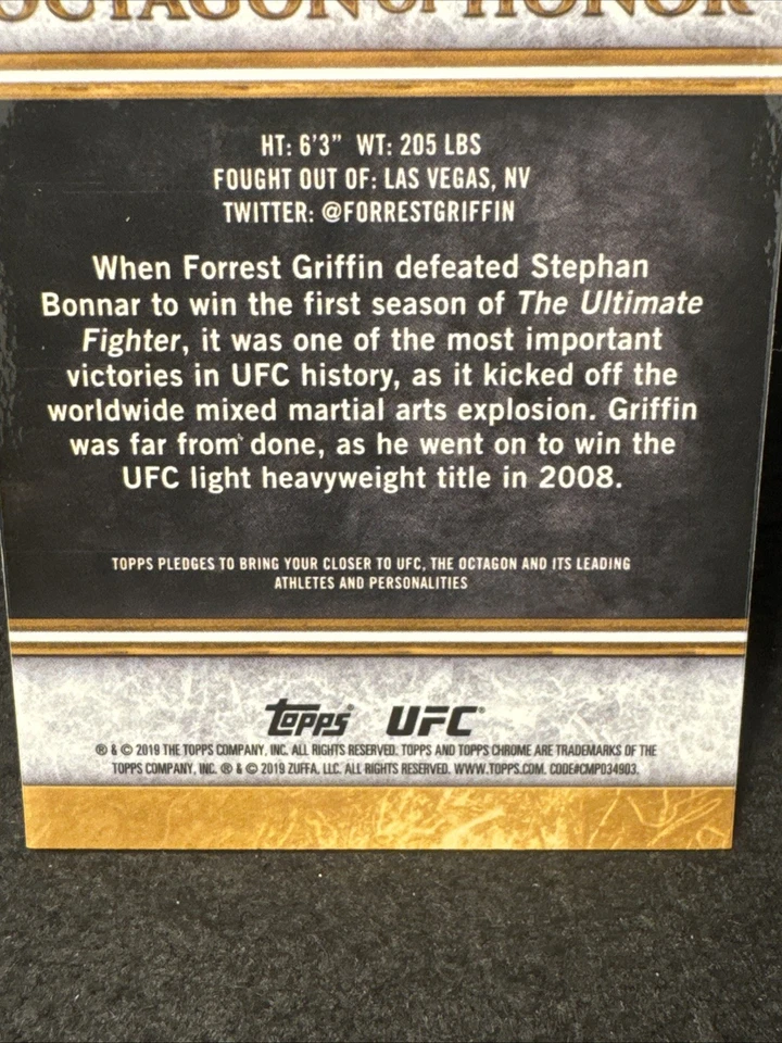2019 Topps Chrome UFC Octagon Of Honor Insert Forrest Griffin #OH-FG - Image 4 of 4