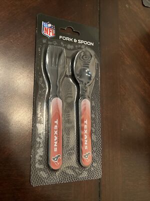 Brand New NFL Houston Texans Fork & Spoon, Football Set For Children 3 And Up.