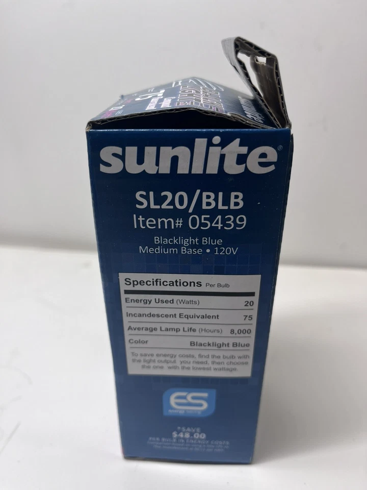 Sunlite 20W  Blacklight Blue Spiral Compact Fluorescent Light Bulb -SL20/BLB - Image 3 of 4