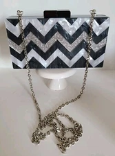 Vintage Wilardy Style Clutch Purse Glitter Marble Lucite Acrylic Milanblocks