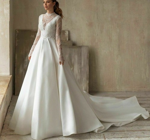 Satin Wedding Dress Bride Gown Elegant 