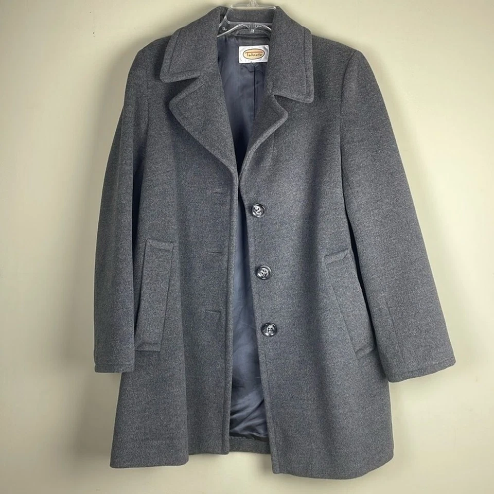 Chaqueta Talbots Vintage Angora Mezcla Lana Gris Botón Frontal Muesca Cuello Talla 14 Foto 4 de 4