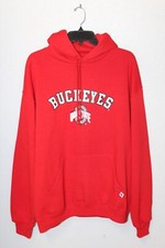 Vintage VTG 90s Russell Athletic Ohio State Buckeyes Red Sweatshirt Hoodie Large