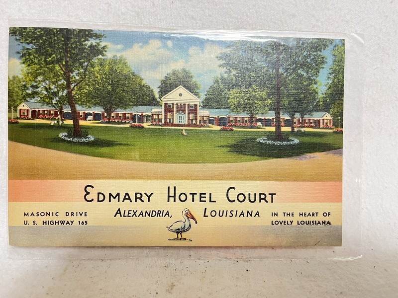 ALEXANDRIA LOUISIANA Postcard EDMARY HOTEL Pelican Private Baths