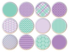Set of 12 Purple  Aqua Circle CERAMIC Drawer Pulls Dresser Drawer Cabinet Knobs