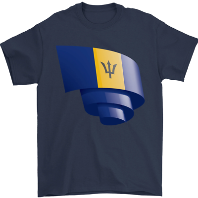 T-shirt Homme Gildan 5000 - Coton Lourd - Motif Drapeau De La Barbade - Taille Au Choix - Neuf