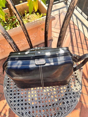 Herren Beauty Case Echt Leder Schwarz