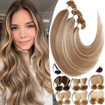 REMY ECHTHAAR Keratin Bonding Hair Extensions 200 Strähnen Haarverlängerung#200G