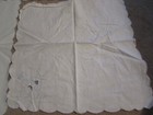 Set of 4 Vintage Cloth Napkins Scallop Edges Blue Trim Flower Design — photo 2