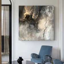 Abstract Canvas Painting Oil Painting Abstract  ABlack Wall Art Golden