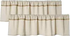2 Pack Cotton Linen Valance for Windows with Burlap Lace Trim Rustic Farmhouse 1