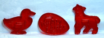 HRM Vintage Plastic Cookie Cutters - Happy Easter Egg Lamb Duckling Duck Sheep