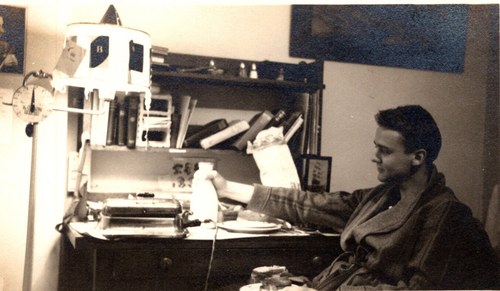 1920s Man Robe Student Dorm Room Oberlin College Campus Ohio B&W Snapshot Photo - Picture 2 of 3