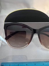 Jessica Simpson Womens Gradient Oversized Sunglasses W/ Case Black/Brown