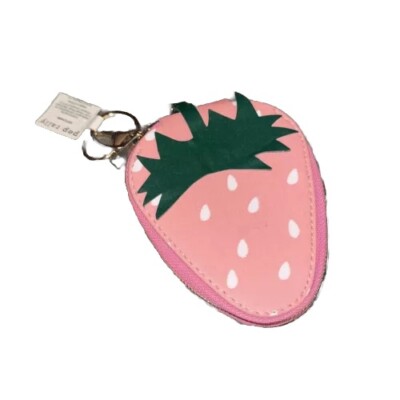 Pep Rally By Staples MINI Strawberry Zip BAG KEYCHAIN. Iridescent. New With Tags