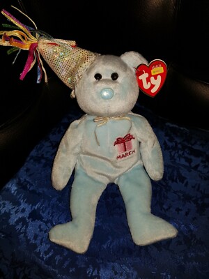TY Beanie Babies Collection ''March happy birthday'' handmade in China 