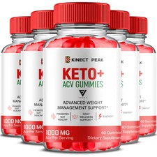 (5 Pack) Kinect Peak ACV Gummies, Kinect Peak Keto + ACV Gummies (300 Gummies)