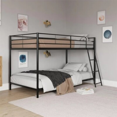 Mainstays Small Spaces Twin-over-Twin Low Profile Junior Bunk Bed, White