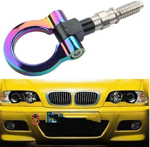 NEO Chrome Track Racing Style Bumper Bars Ring Tow Hook Fits For BMW 1 3 5 6 Z4 Foto 2 de 4