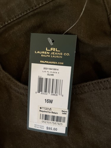 NWT Lauren Ralph Lauren Woman’s Slimming Fit Olive Size 16w - Picture 4 of 11