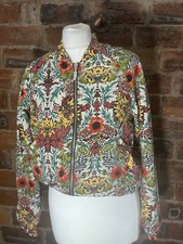 TOP SHOP MULTI COLOUR FLORAL BOMBER JACKET SIZE 8 GREAT CON