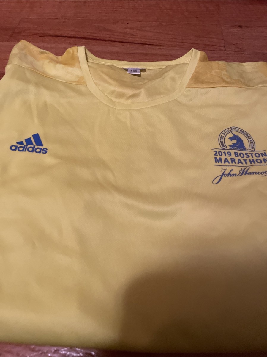 2019 Boston Marathon T Shirt Men's XXL Long Sleeve, Yellow