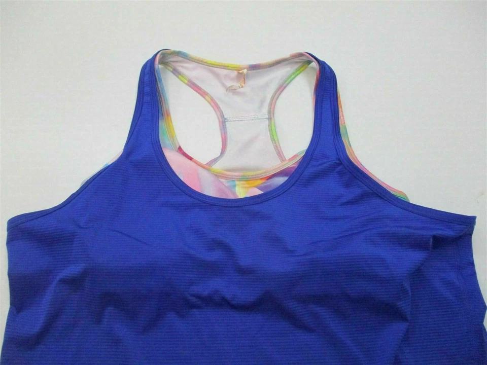 Camiseta deportiva azul a rayas acolchada LUCY para mujer talla M atlética interna #TB806 Foto 2 de 4