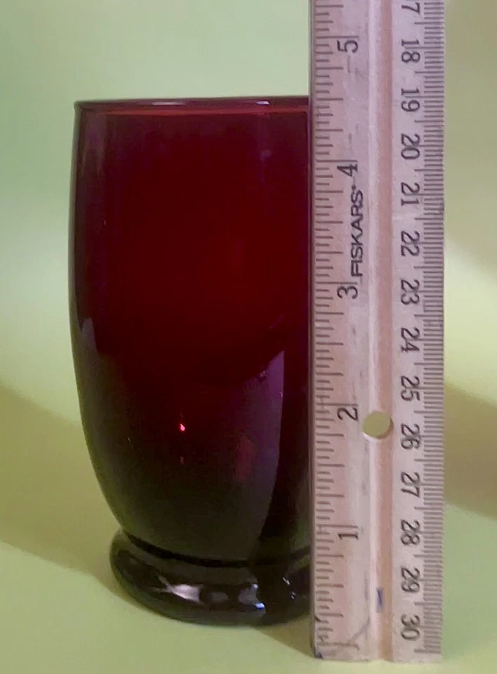 Set of 6 Anchor Hocking Baltic Royal Ruby Footed Water Glasses - Image 3 of 4