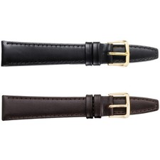 Men's Regular Calf Leather Padded  Stitched Watch Strap Band, 2 Optional Colors