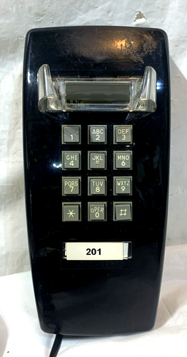 Cortelco #255400-VBA-20M Telefono da parete con pulsante ~ Nero ~ Da unità di lavoro - Foto 2 di 6