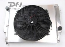 Radiador de aluminio de 2 filas + cubierta + ventilador de 16" ajuste 1992-99 BMW Serie 3 M3 E36 L6 E30 Z3 MT