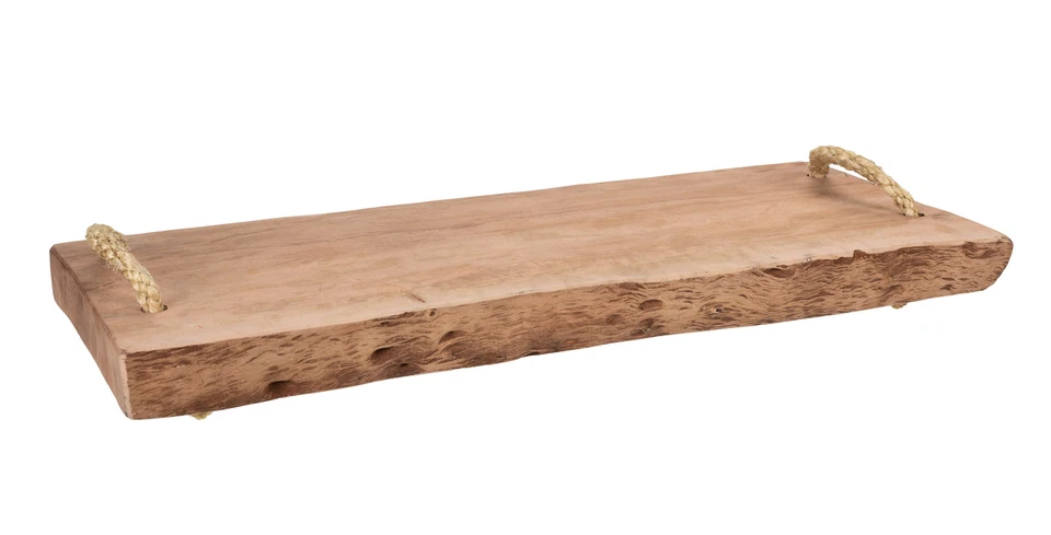 SPETEBO Placa de servir de madera maciza 50x20 cm - 2 asas - Tabla de servir de madera bandeja de servir