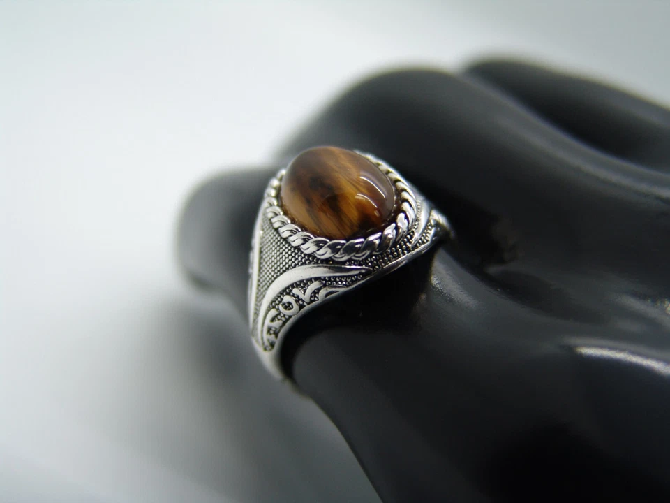 Fashion Rings Stainless Steel  8mm Onyx tiger eye Stone Men/Women Size 6-13  #11 - Image 3 of 4