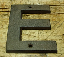 Cast Iron Industrial LETTER E Sign Rustic Brown 5" tall Alphabet 