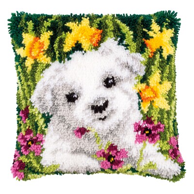 Vervaco ~ Kissenverriegelung Haken Kit ~ Westie in Narzissen