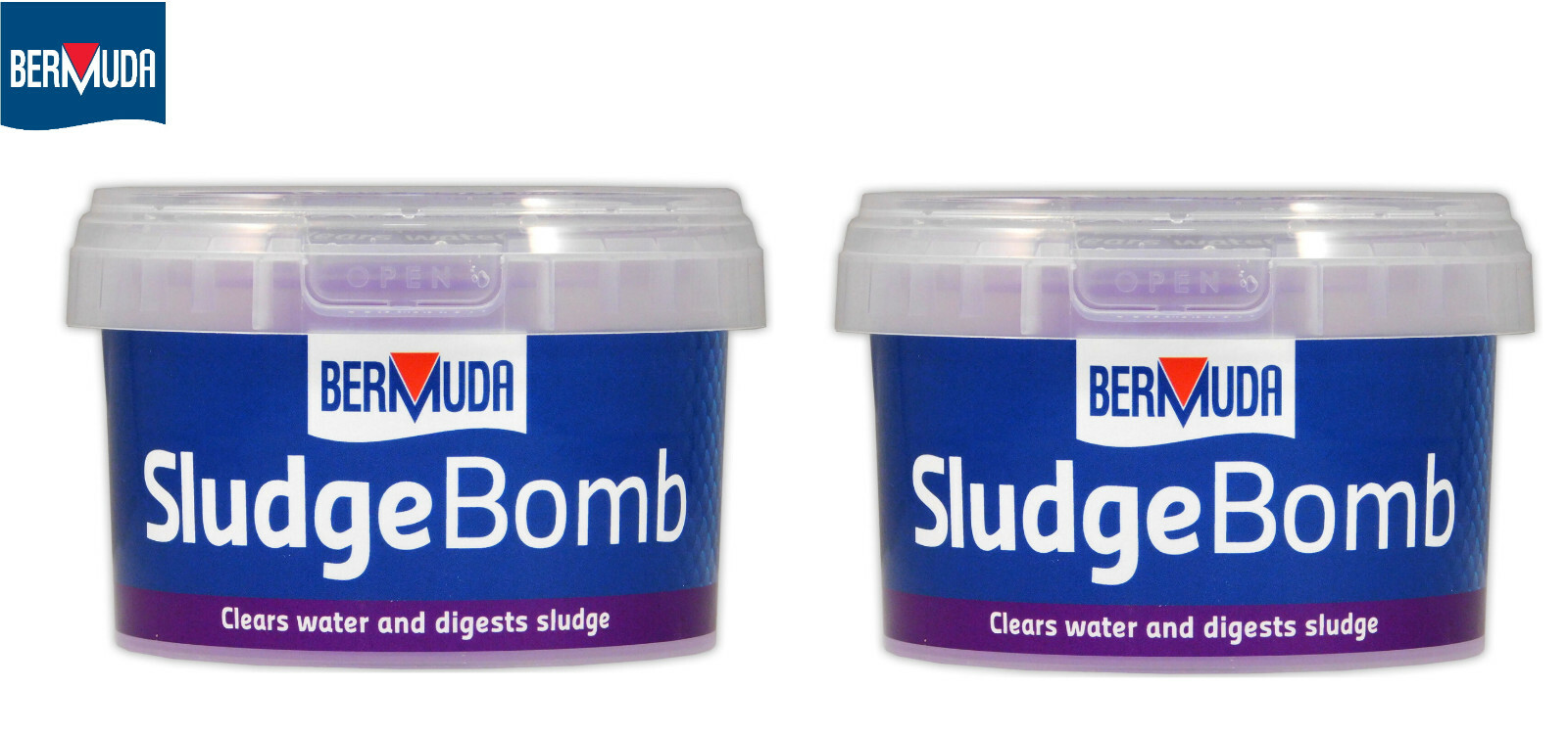 2 PACK BERMUDA SLUDGE BOMB POND BOMB WASTE POND TREATMENT CRYSTAL CLEAR