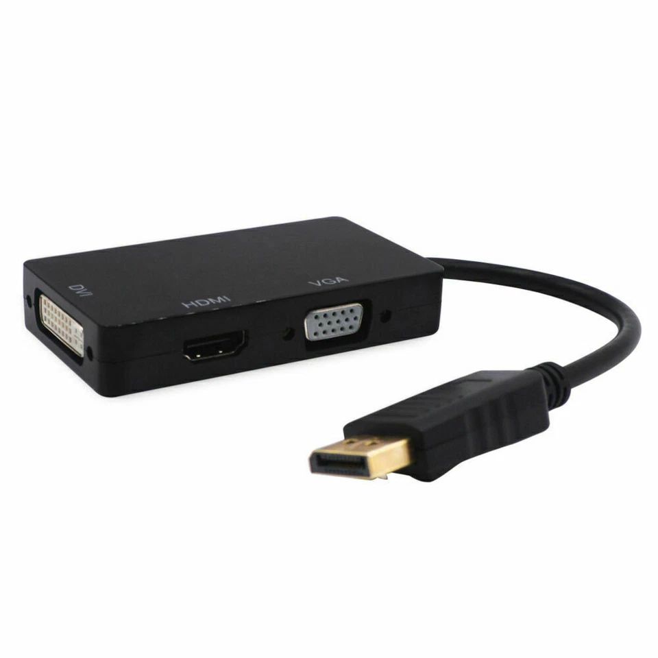 3 In 1 Display Port DP Male To HDMI/DVI/VGA Female Adapter Converter Cable 1080P - Image 2 of 4