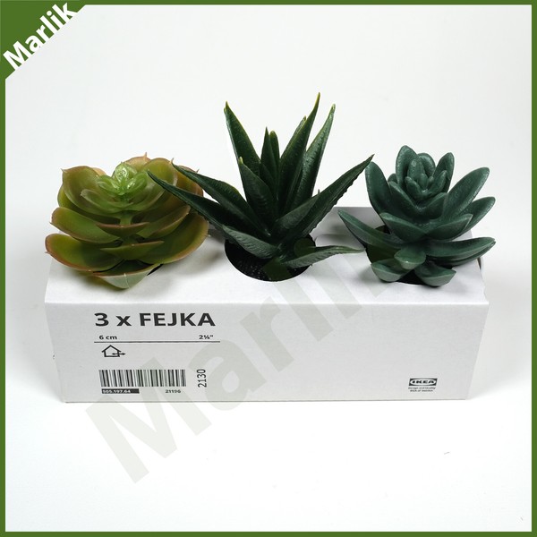 IKEA FEJKA Planta Suculenta Artificial en Maceta 21/4", Juego de 3 Interior/Exterior, NUEVO