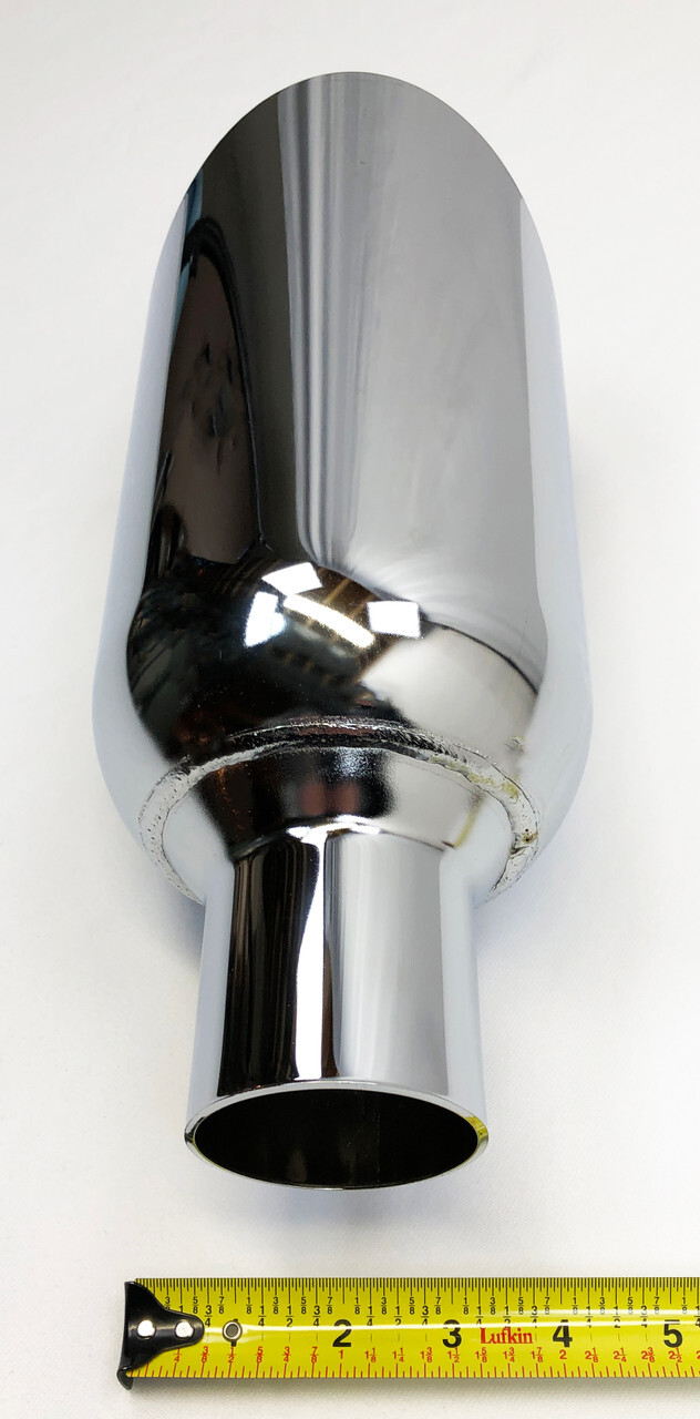 Exhaust Tip 2.25  Inlet 5.00  Outlet 12.00  Long Slant Chrome Wesdon Exhaust Tip