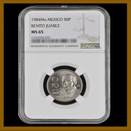 Mexico 50 Pesos Coin, 1984 Benito Juarez NGC MS 65