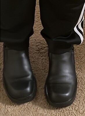 FRYE Shoes Mens 8 Captain Slip On Black Leather Dress  display picture 3