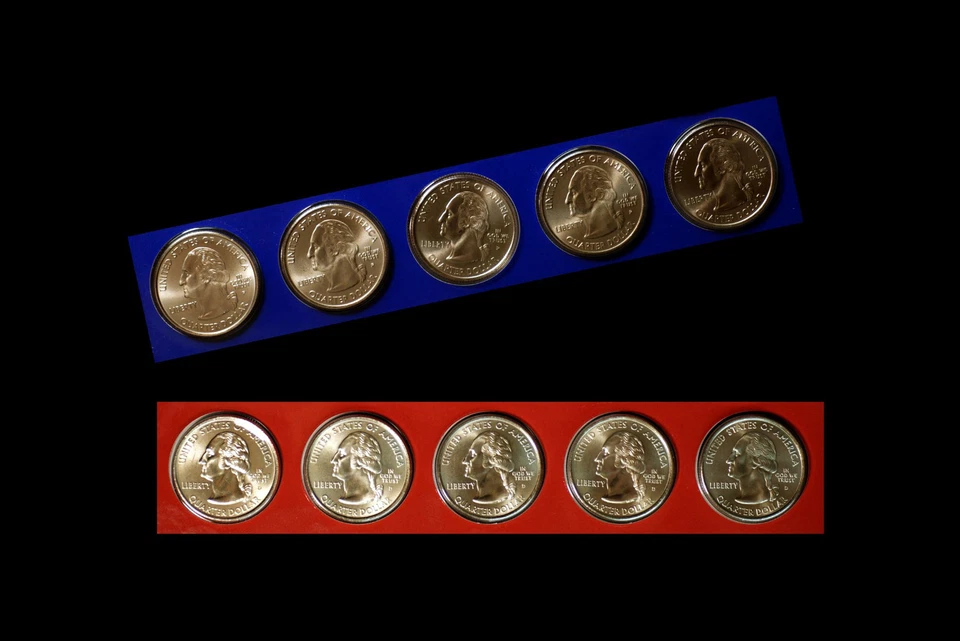 2007 P+D Washington Montana Wyoming Utah Idaho Statehood U.S. Quarter Mint Set - Image 2 of 2