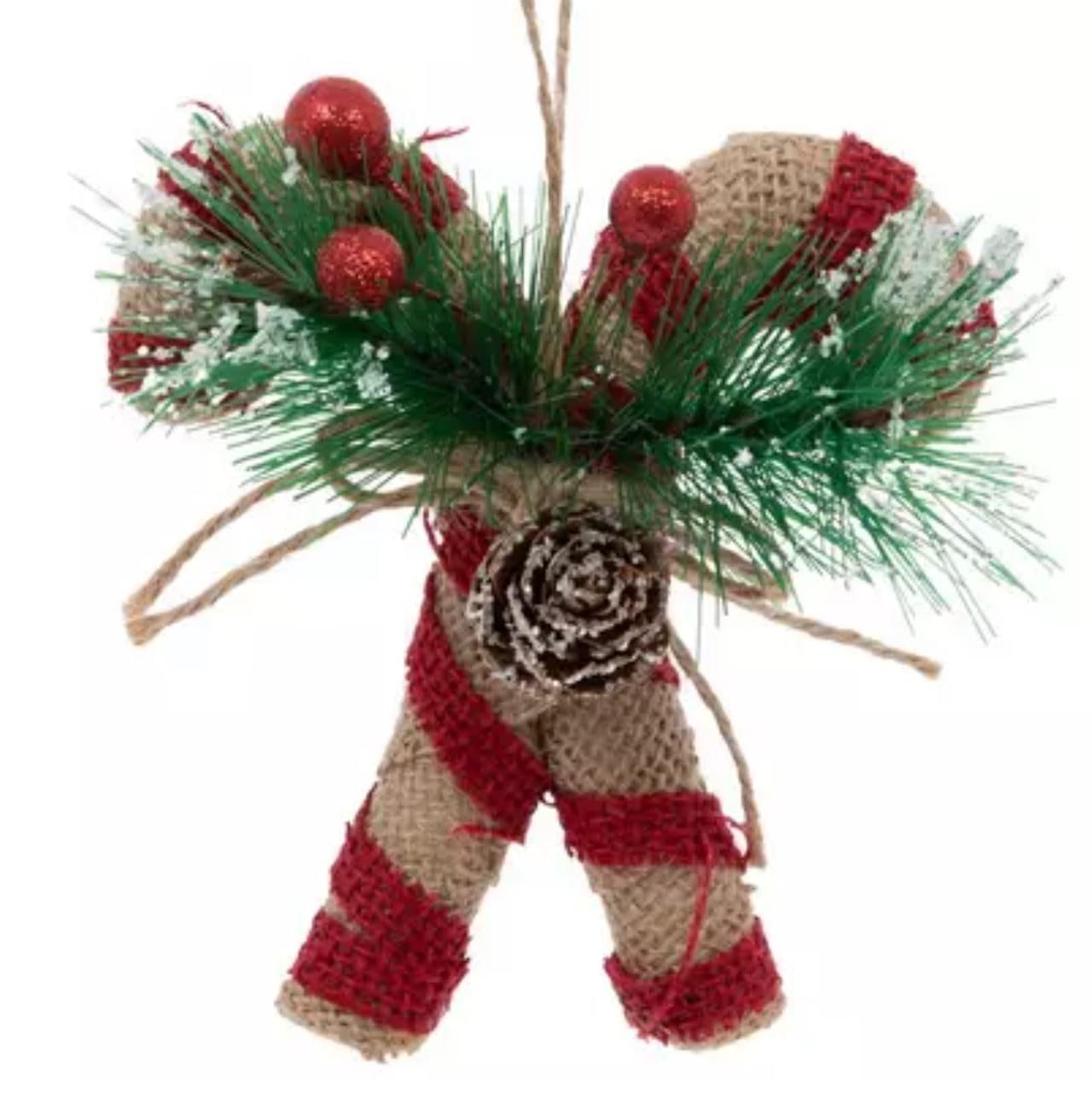 Rustic Burlap Candy Canes 3-Piece Holiday Decor Set