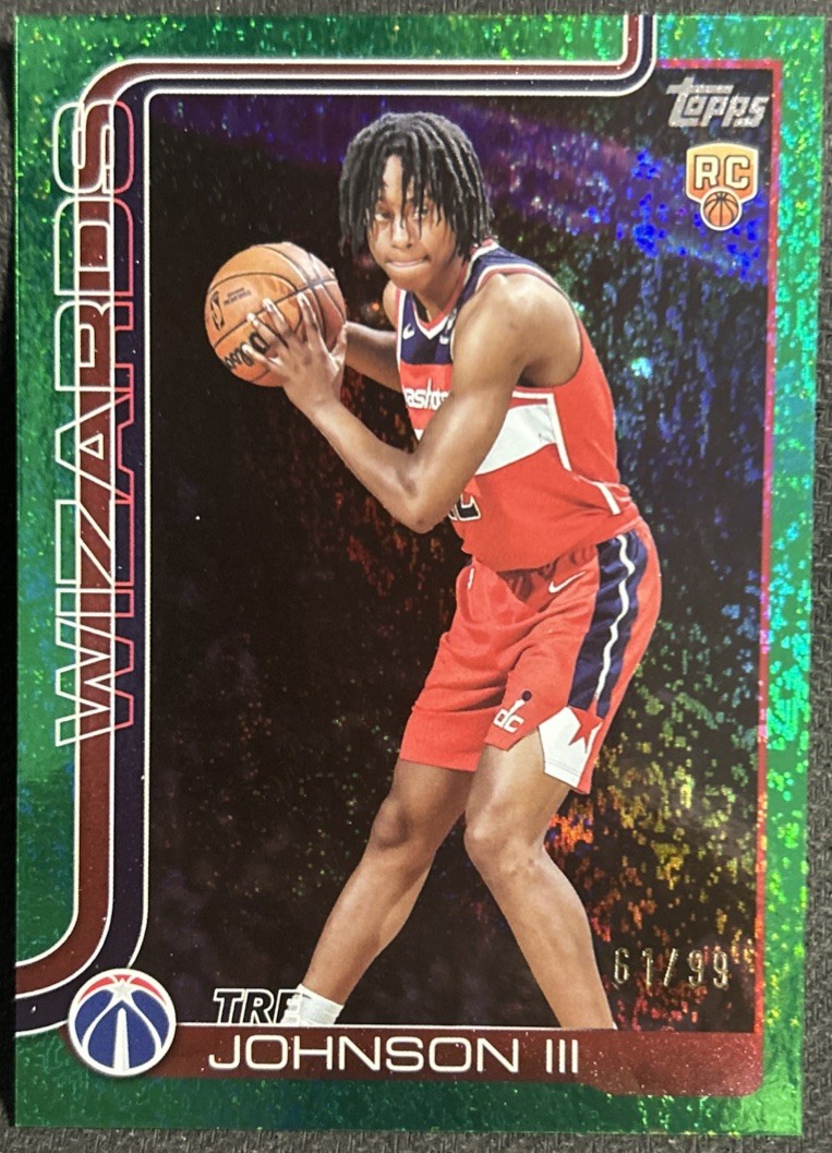 2025-26 Topps #206 Tre Johnson lll Green Holo Foil #/99 Wizards