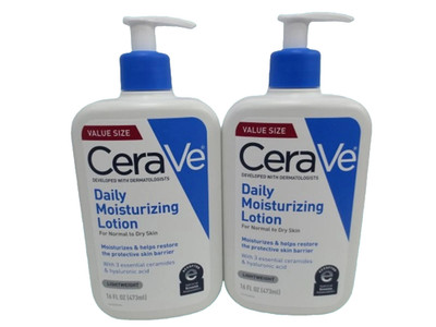 CERAVE DAILY MOISTURIZING LOTION FOR NORMAL TO DRY SKIN 16 OZ NWOB SET OF 2