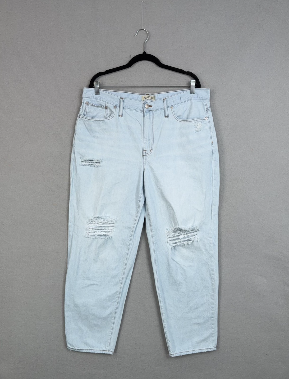 Madewell Jeans Womens 32 Light Wash The Slouchy Boyjean High Rise Distressed