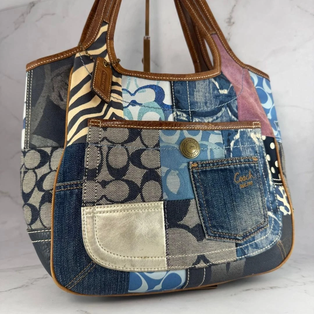 バッグ COACH Signature Blue Canvas Suede Rare Coach Blue Signature Handbag for sale | eBay